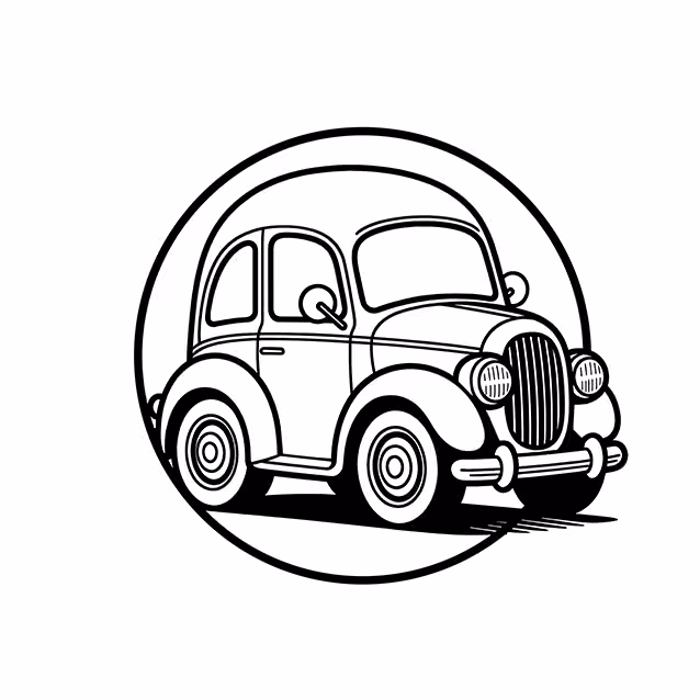 Classic vintage car with large headlights and tall front grille coloring page