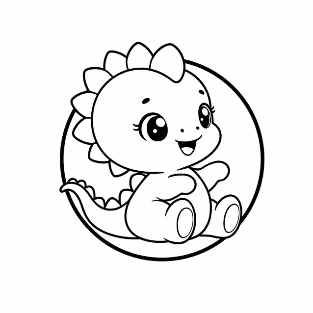 Cute baby Stegosaurus with rounded back plates and curled tail coloring page